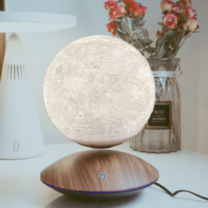 14cm Magnetic Levitating 3D Printed Moon Lamp | Touch Control 3 Color LED Floating Rotating Night Light Decor