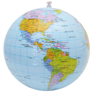 16 Inch Inflatable PVC World Globe | Foldable English Map Kids Educational Beach Ball Toy