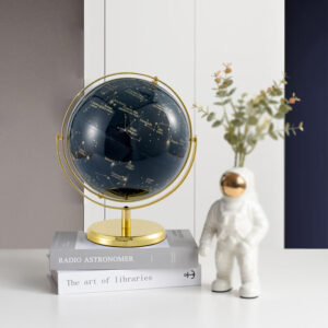 8 Inch 20cm Constellation Star Map Globe | Rose Gold Full-ring Metal Meridian & Round Metal Base Modern Desktop Decor Globe HM2007