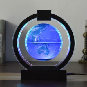 6 Inch O-ring Frame Magnetic Levitating Globe with Surround RGB LED | Auto Spinning Blue English Desktop Tech Decor Globe HC6002